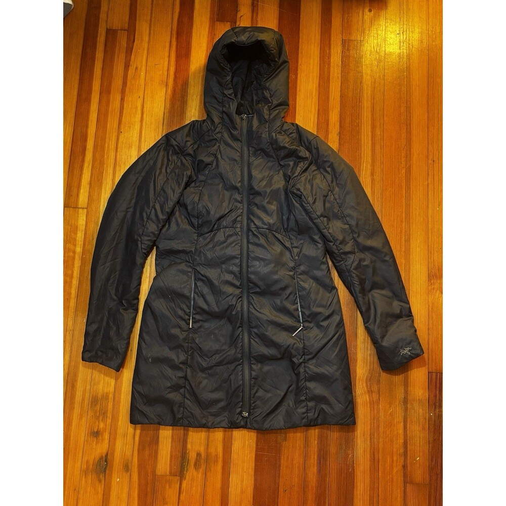 Arc’teryx Mota Black Long Puffer Jacket Women’s Size Medium Hood Ski